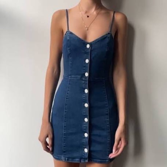 Zara denim mini dress with straps and buttons - Picture 4 of 5